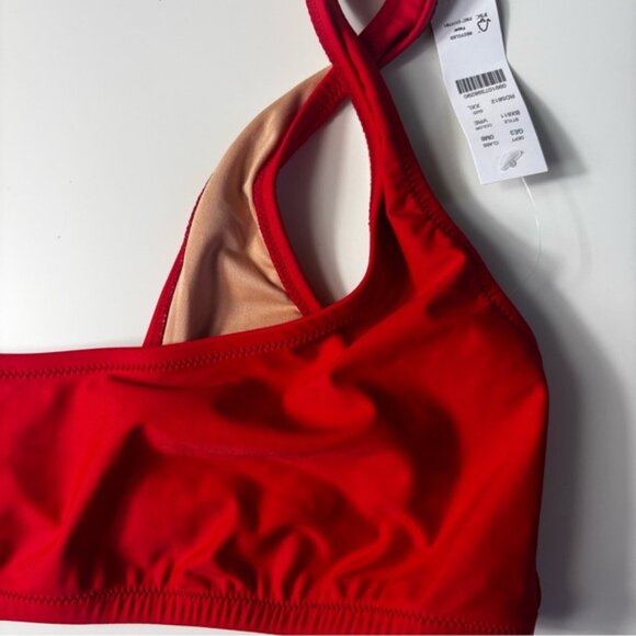 J. Crew Red Bikini Top Swimwear scoopneck - Picture 2 of 6